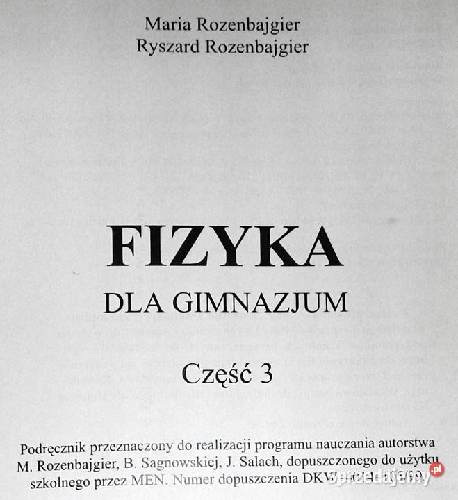 Fizyka gimnazjum Część 3 M Rozenbajger R miękka Chełm