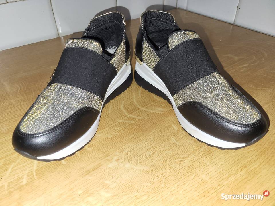 Stylowe Slipon sneakersy z połyskiem Kąśna Górna