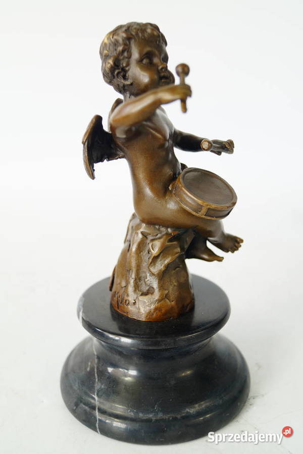 Figura z brązu grający amor putto rzeźba 3 Antyki