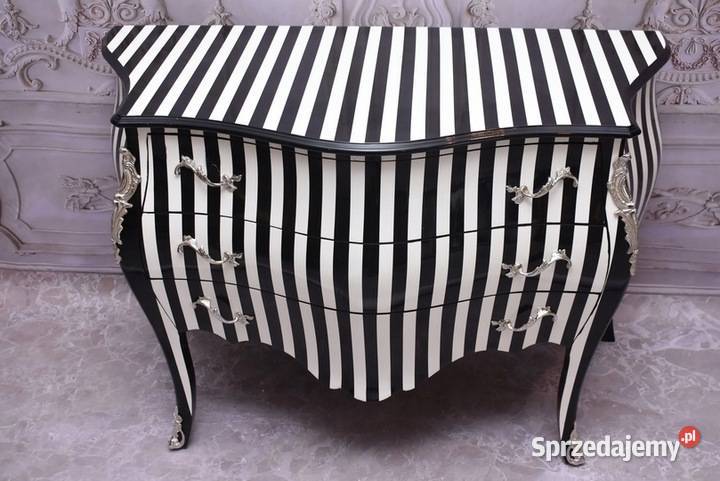 Królewska Biało Czarna Komoda Vintage Szafa