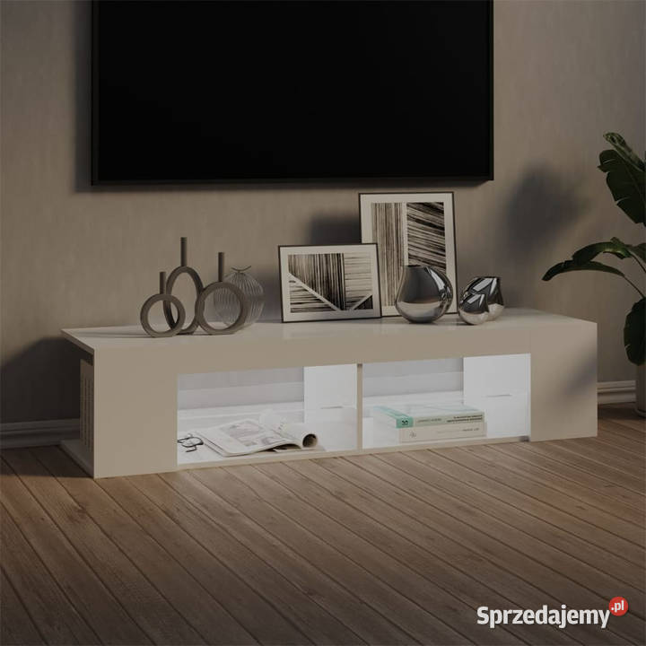 Szafka TV z lampkami LED wysoki połysk biała Warszawa sprzedam