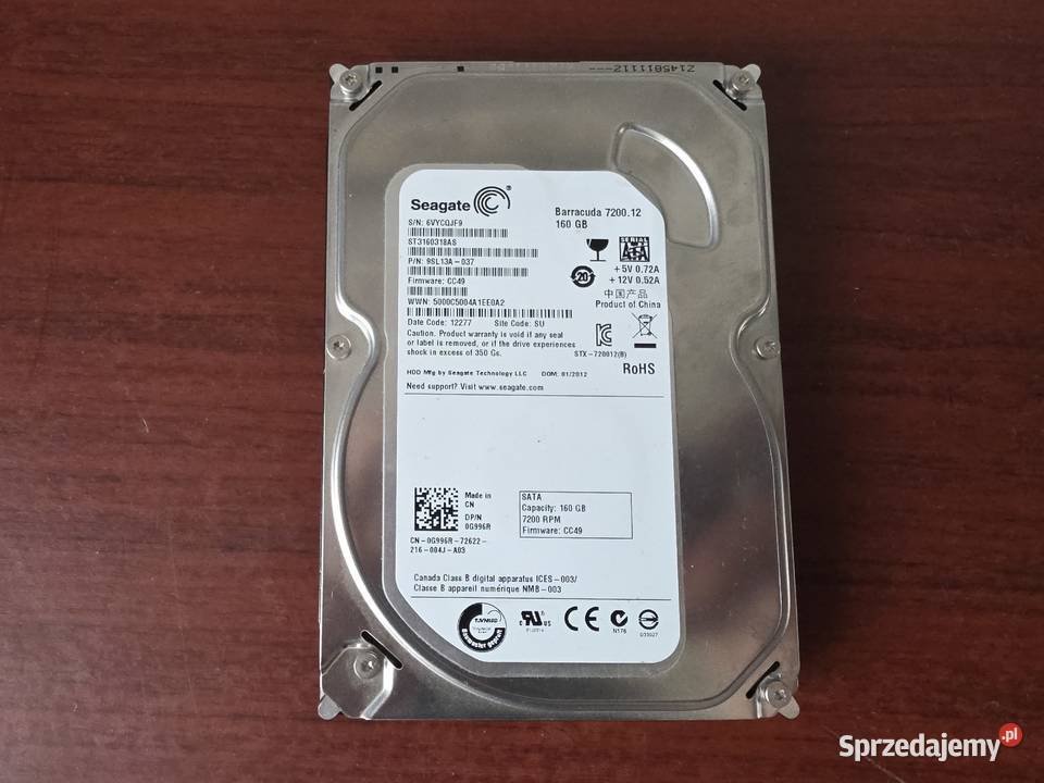 Dysk HDD 160GB Seagate Barracuda 720012 7200rpm Łódź sprzedam