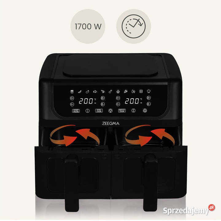 FRYTKOWNICA BEZOLEJOWA 2x 45L AIR FRYER 1700W Baranowo