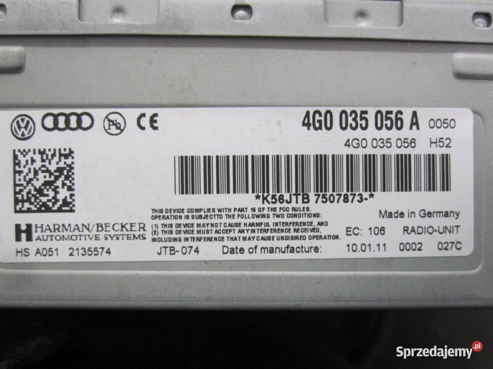 AUDI A1 I 8X tuner radia wzmacniacz 4G0035056A osobowe Sprzęt audio fabryczny Kielce