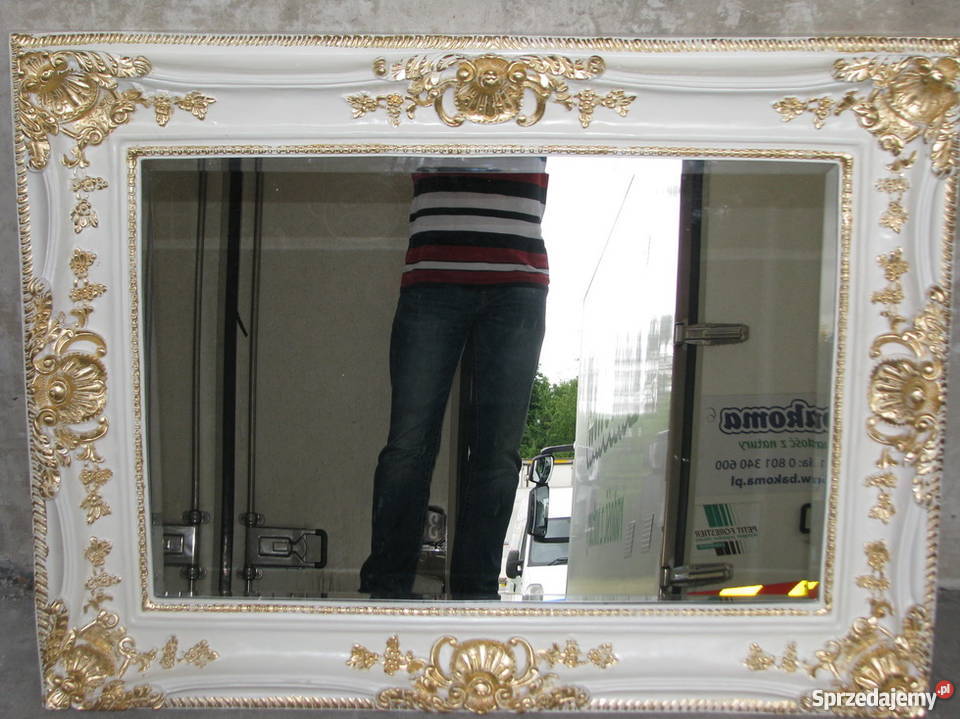 MUZEALNE PIĘKNE BIAŁE ORNAMENTOWE LUSTRO UNIKAT Kraków