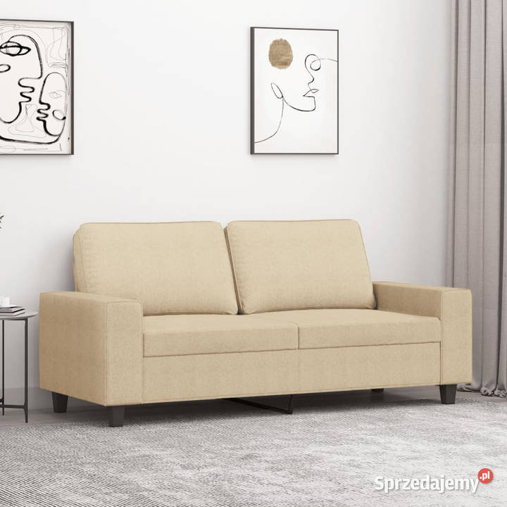 2osobowa sofa kremowa 140 tapicerowana tkaniną Sofy i kanapy Dom i Ogród