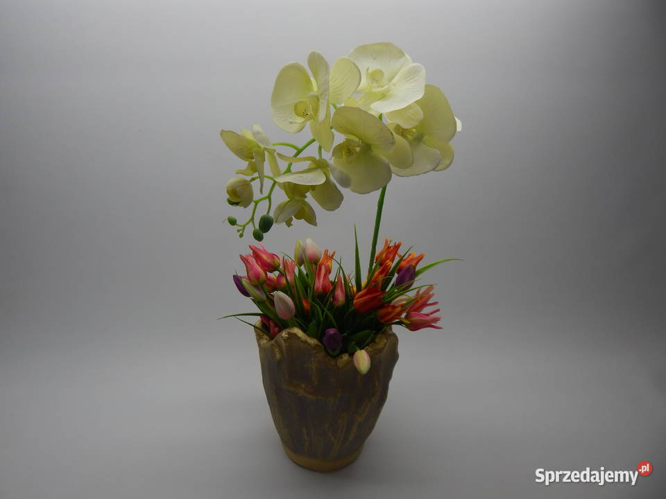 Donica Betonowa 22 Szara Złota Wysoka Rękodzieło Grabina