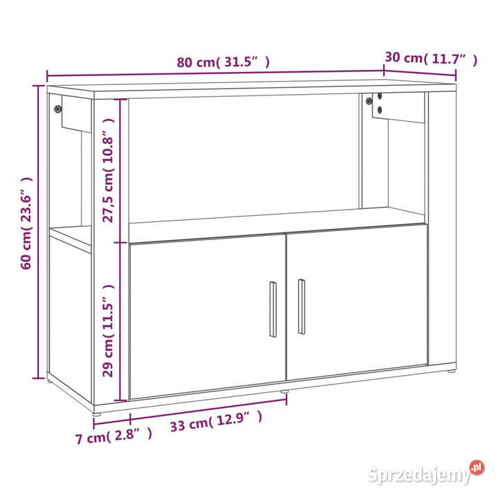 Szafka szarość betonu 80x30x60 materiał Warszawa