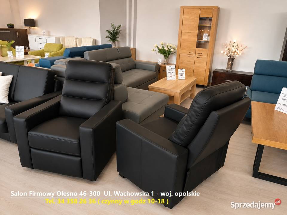 50 HIT Nowy Fotel ROZKŁADANY Relax Skóra Olesno