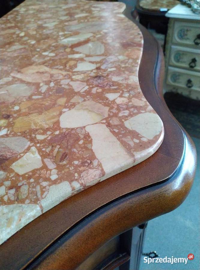 Włoska komoda intarsjowana marmurowy blat Białystok
