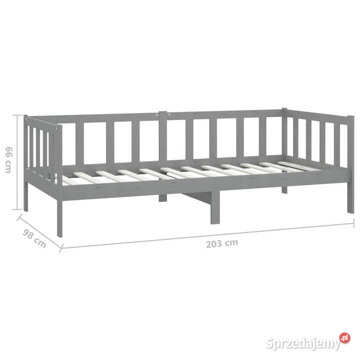 Łóżko dzienne z materacem szare drewno sosnowe 66cm mazowieckie