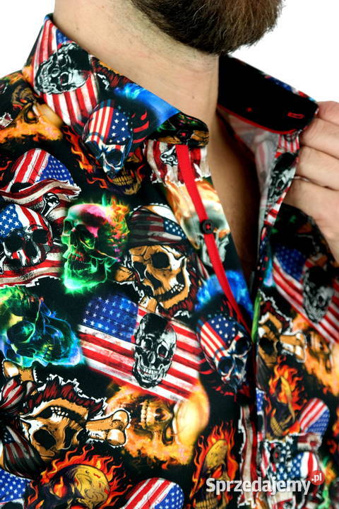 DANIEL BESSI Koszula Męska Fb0051 Czachy USA wielkopolskie Ostrów Wielkopolski sprzedam