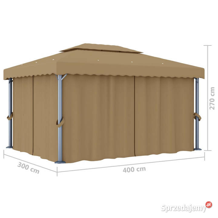 Altana ogrodowa z zasłonami 4 x 3 m kolor taupe Warszawa