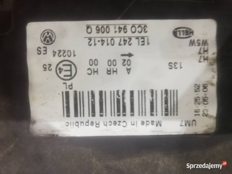Lampa vw przód Passat b6 prawa zderzak lc9x osobowe podlaskie Grajewo