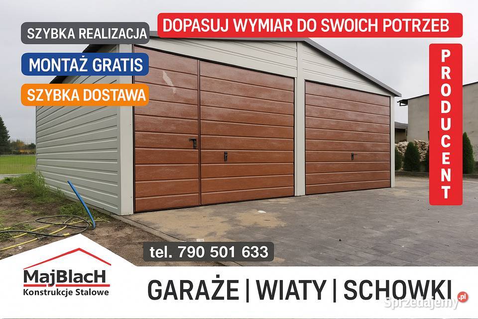 MONTAŻ  Garaż Blaszany Dwuspadowy Magazyn Sprzedaż