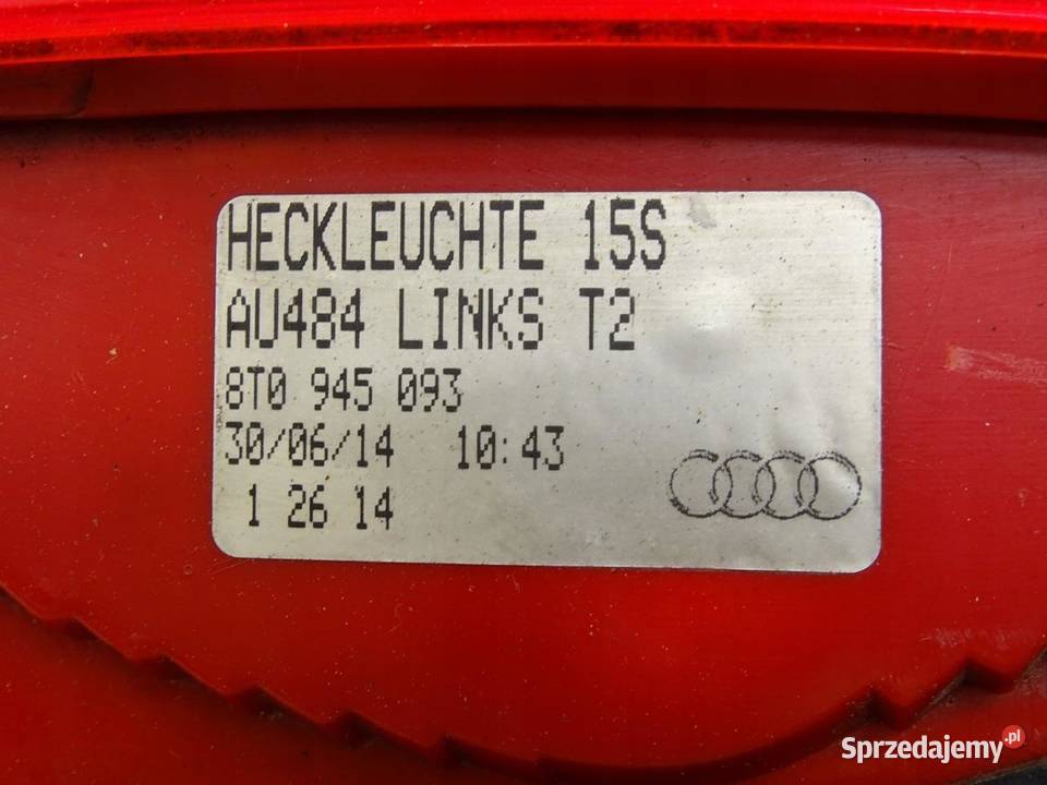 LAMPA LEWA LEWY TYŁ TYLNA W KLAPE AUDI A5 8T Lampy przednie