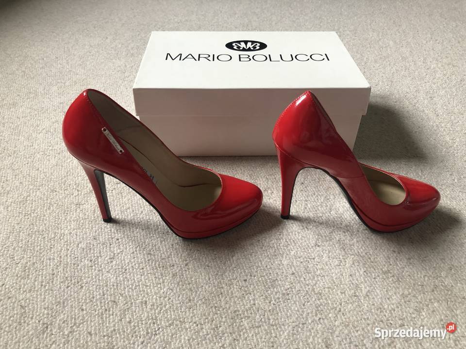 Szpilki skórzane czerwone Mario Bolucci czarne Łódź