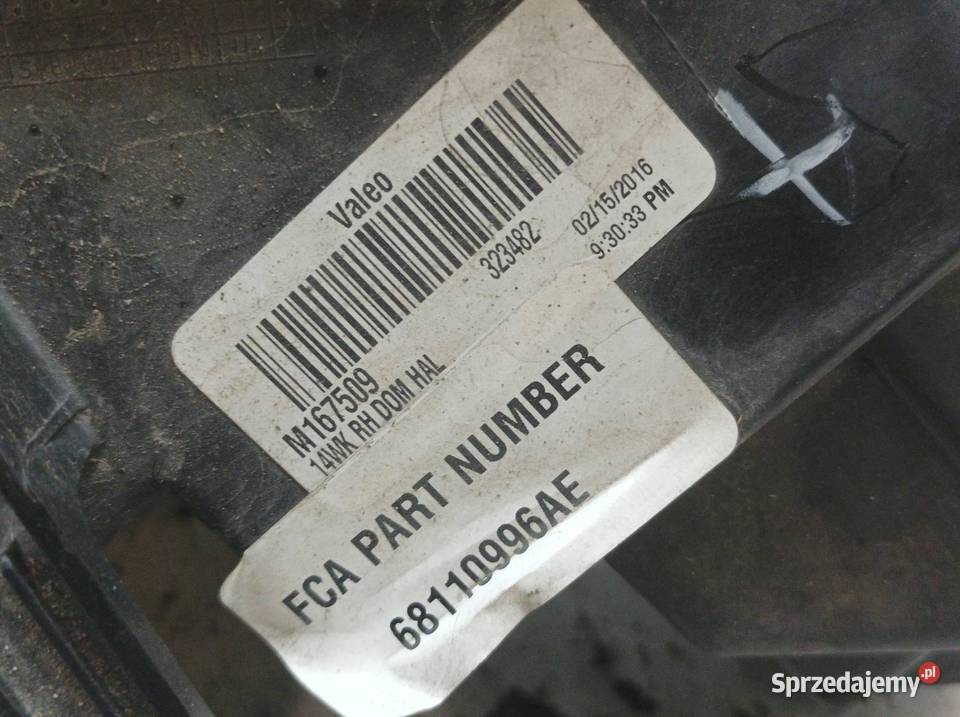 LAMPA PRZÓD PRAWA LIFT EUROPA 68110996AE Jeep Rok produkcji 2016 sprzedam