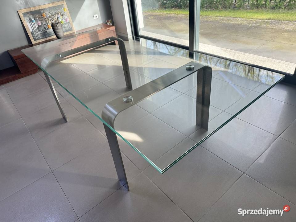 Luksusowy Stół szklany z nogami z nierdzewnymi Bydgoszcz