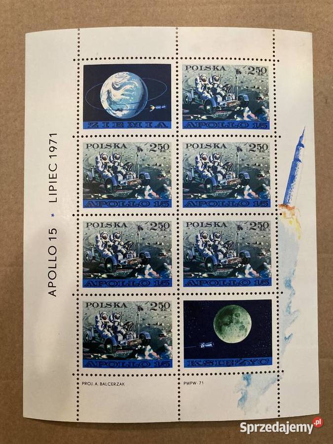Znaczki Pocztowe Apollo 15 Lipiec 1971 Elbląg sprzedam