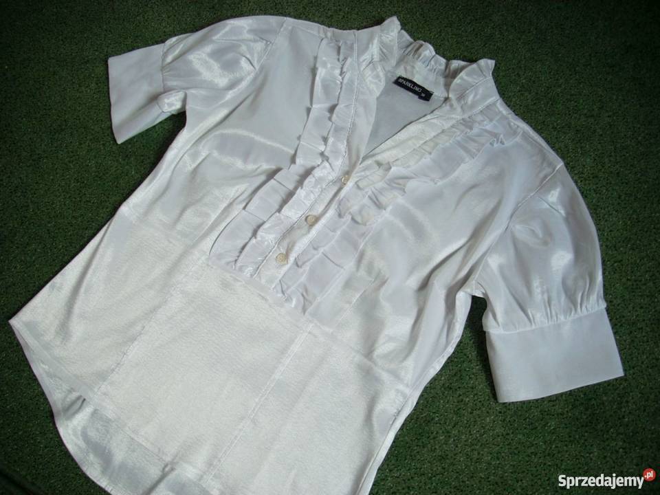 Biała Elegancka Koszula falbanki 36 38 Idealna Nowy Sącz