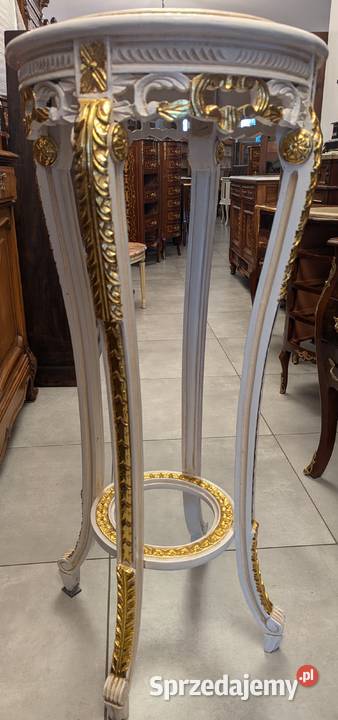 Piękny wysoki stolikkwietnik ecru złoconywys111 Dąbrowa Górnicza