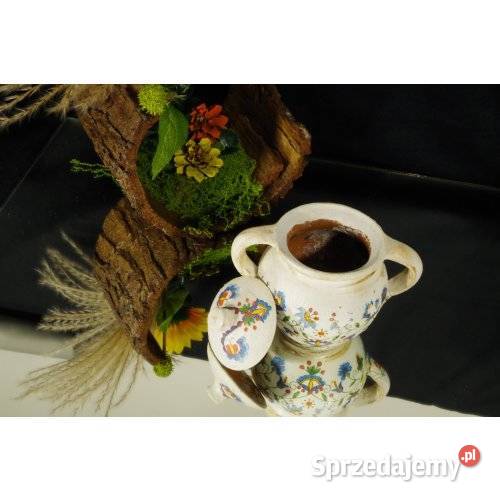 Ceramiczny pojemnik z pokrywką i uchwytami śląskie