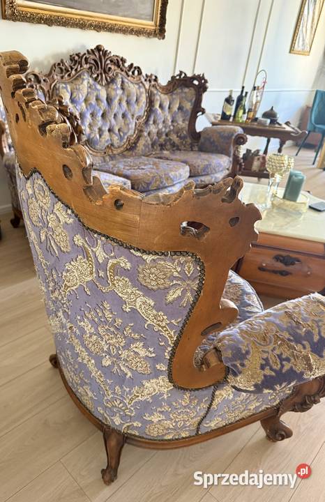 Luksusowy komplet mebli Ludwik rokoko sofa 2