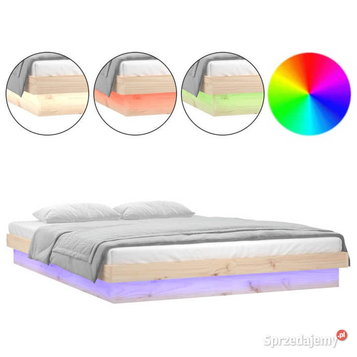 Rama łóżka z LED lite drewno 200x200 WM819992 Warszawa