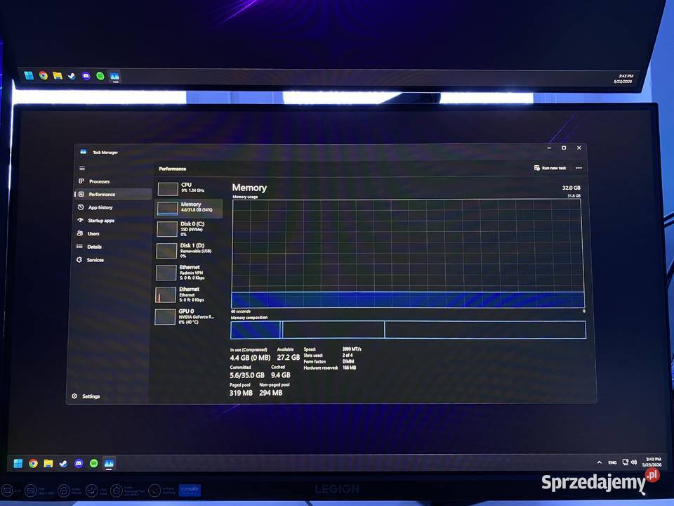 Komputer Gamingowy Monitor Lenovo Legion 180Hz Elbląg