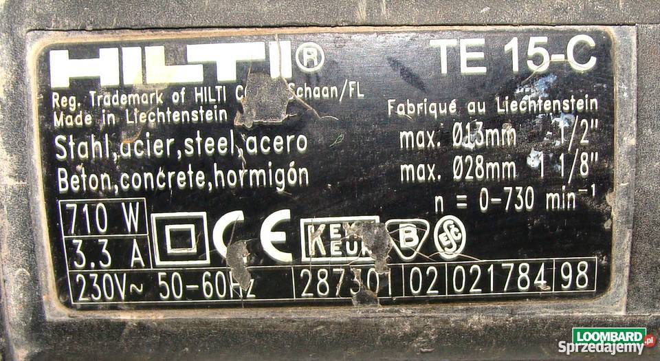 MŁOTOWIERTARKA HILTI TE 15C WALIZKA Konin