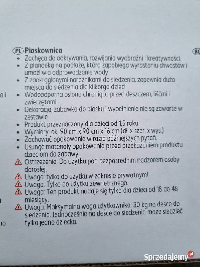 Piaskownica dziecięca ogrodowa Dąbrowa Górnicza