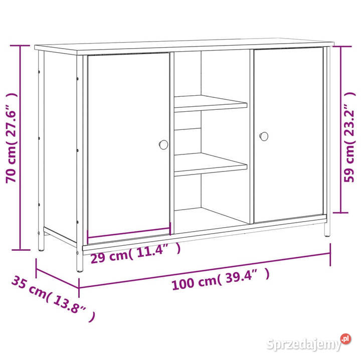 Szafka brązowy dąb 100x35x70 materiał Warszawa