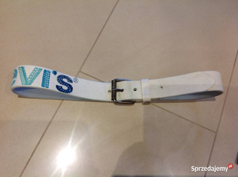 Pasek Biały skórzany Levis Długość 85 Nowa Sól