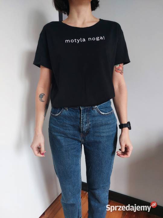czarny Tshirt Motyla noga S 36 krótki rękaw Poznań
