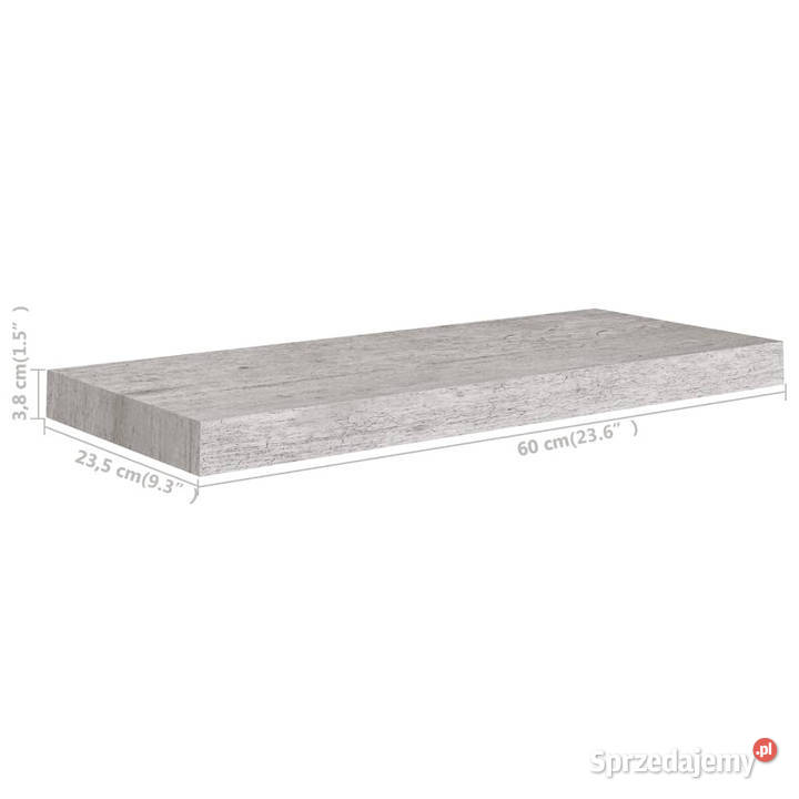 Półki ścienne 2 szarość betonu 60 x 235 x 38 MDF Warszawa