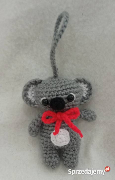 Miś koala wykonany na szydełku brelok zawieszka Łask