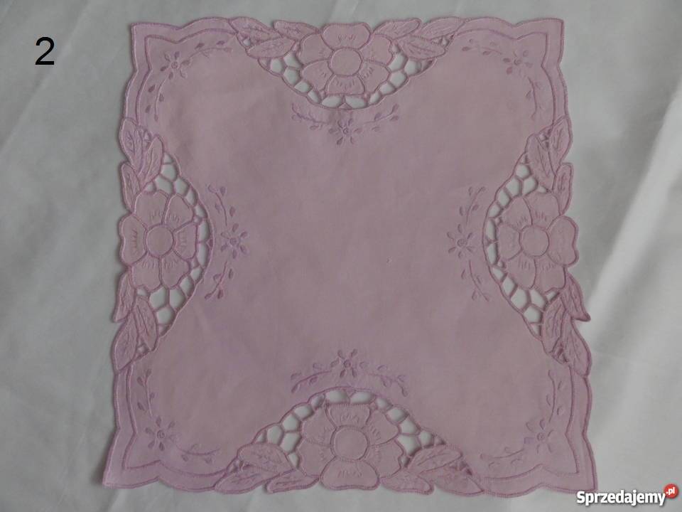Kolorowe różowe bogato haftowane serwety wielokolorowy Obrusy i serwety Lublin