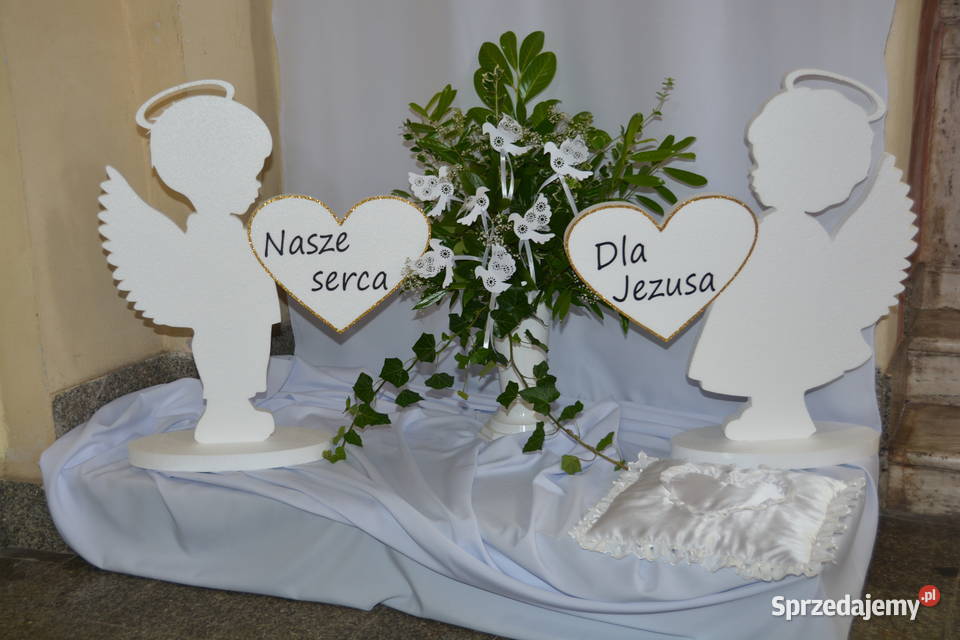 Aniołki z sercami dekoracja Pierwsza Komunia Dobrzyca