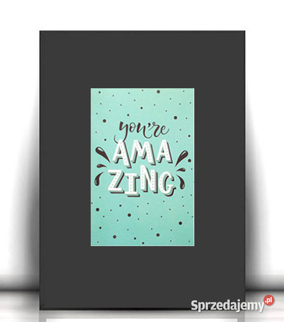 mały plakat z napisami amazing plakat A4 miętowy Plakaty sprzedam