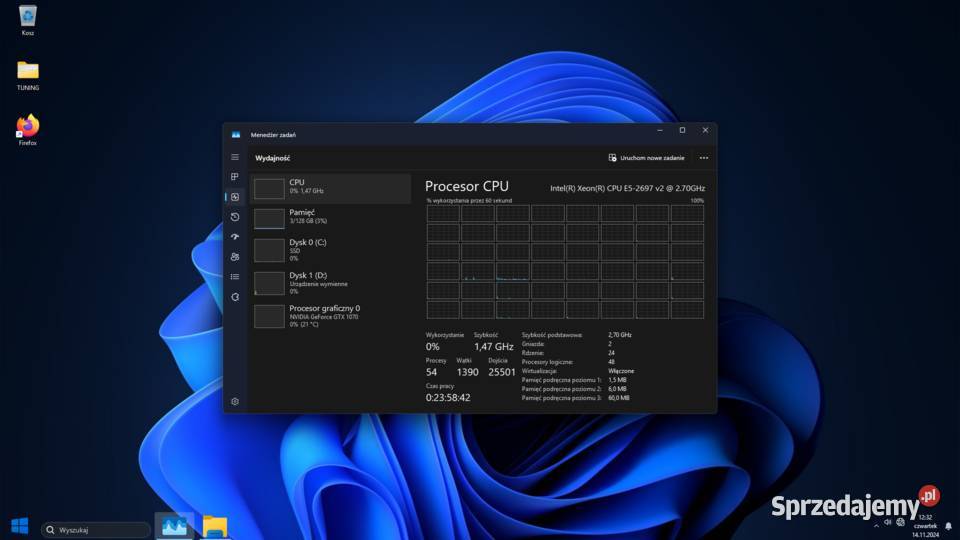 Komputer do Gier Stacja robocza 24r44w 128gb ram Komputery i Akcesoria sprzedam