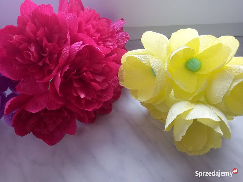 Kwiatki z krepiny bukiety palma wielkanocna