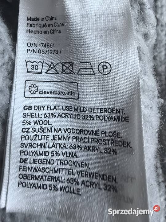 Sweter damski rozmiar M gruby szary HM