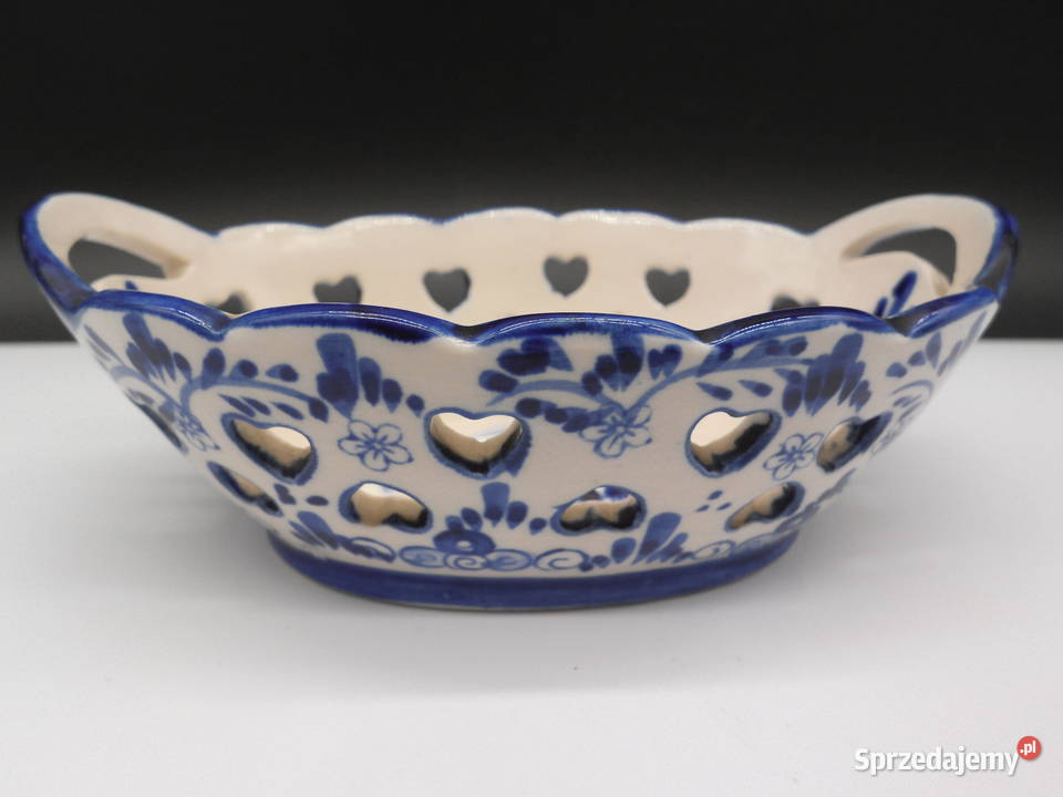 Koszyczek Delft Blue Ażurowy Serduszka Ceramika Raszków sprzedam