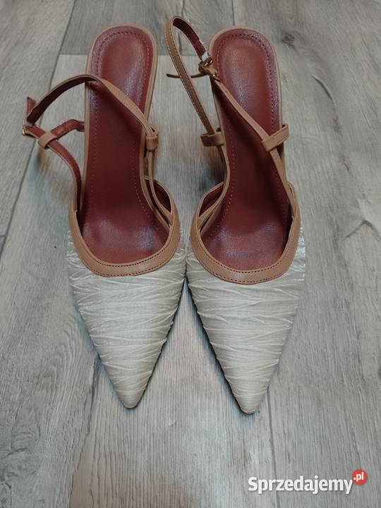 3940 Kremowo beżowe czółenka szpilki wieczorowe biały Kraków