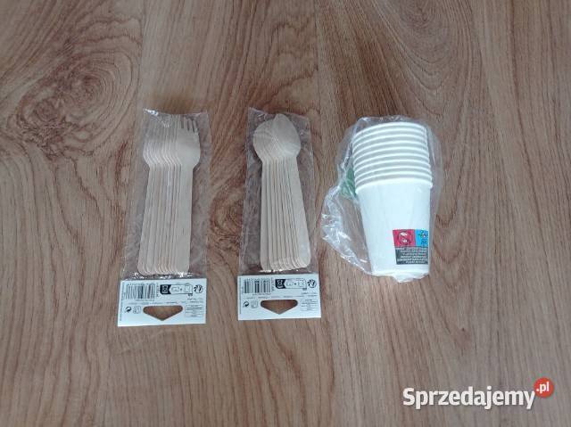 Sztućce drewniane jednorazowe Actuel kubeczki Wyposażenie wnętrz Chorzów sprzedam