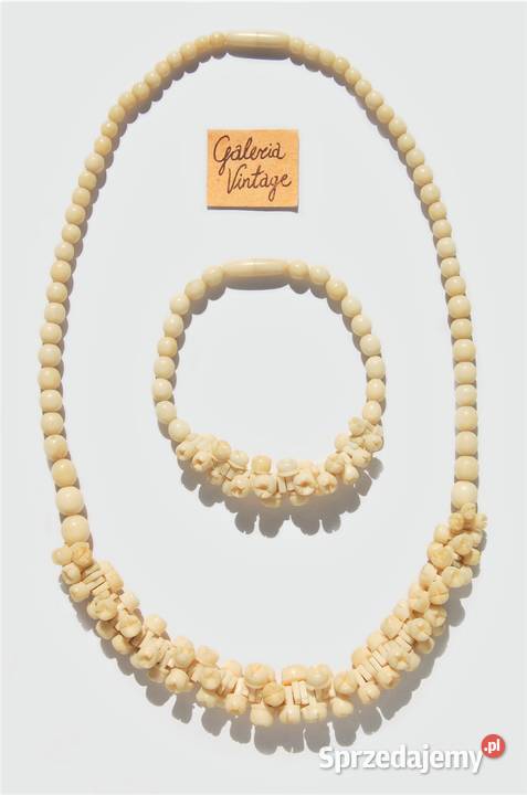 Naszyjnik i bransoletka z kości rzeźbiona kość Lublin