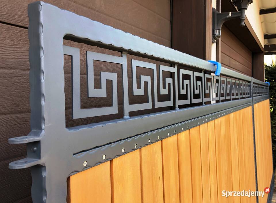 D2 Brama dwuskrzydłowa wjazdowa kuta drewno Poznań