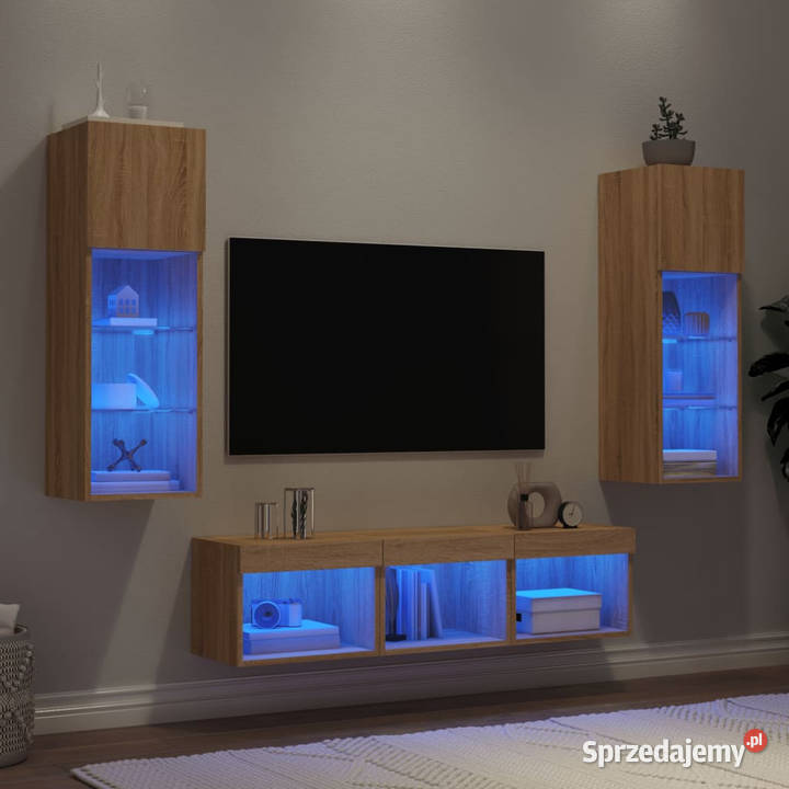 5częściowy zestaw mebli TV z LED dąb sonoma Warszawa