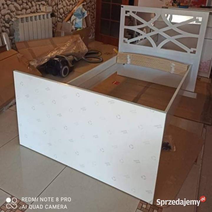 Łóżko dziewczynki białe wysoki połysk ornament Nowy Sącz